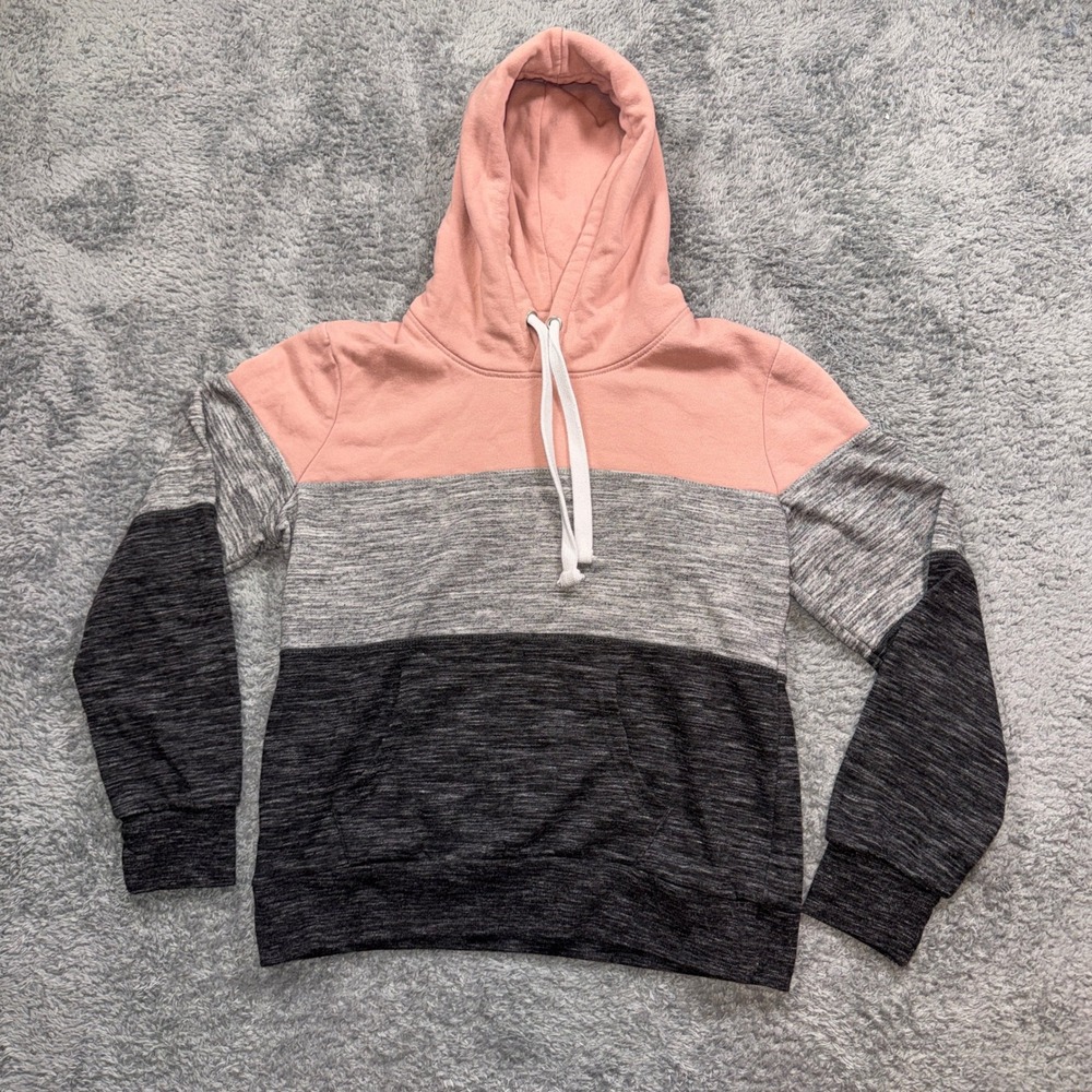 Reflex Hoodie Large Pink Grey Colorblock Long Sleeve Sweatshirt Womens JU005